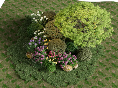现代花草 花卉 灌木景观园艺小品