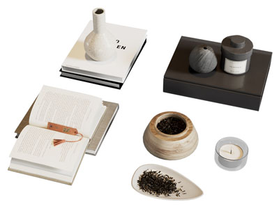 现代装饰品 桌面摆件 书籍 茶叶
