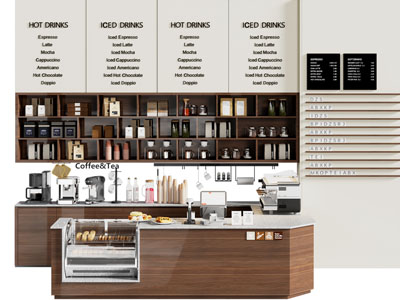 现代咖啡馆 奶茶店吧台 工作台