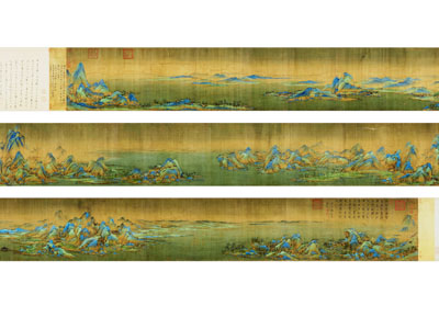 新中式全副千里江山图挂画