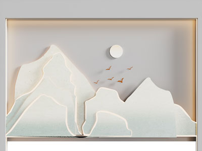新中式山水画背景墙