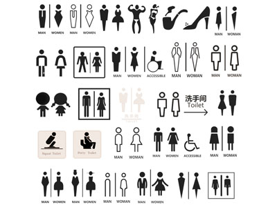 现代卫生间标识 指示牌