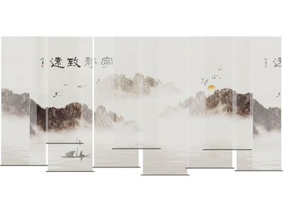 新中式窗帘 门帘 卷帘 隔断帘