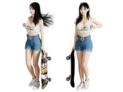 滑板美女人物