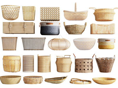 现代箩筐 竹编小品
