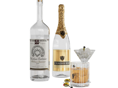现代酒瓶 瓶子 厨房摆件 高脚杯
