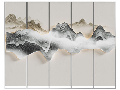 新中式背景墙 山水背景墙