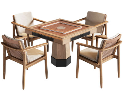 侘寂风麻将桌 棋牌桌 休闲桌椅