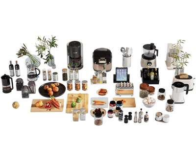 现代摆件组合 厨房用品 厨具 餐具 厨房电器 艺术摆件