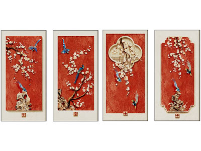 中式花鸟挂画 玄关画