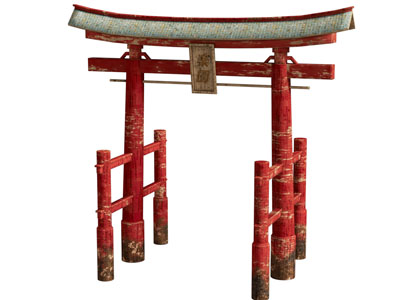 日式鸟居门 木门 大门 日式 鸟居门 古建 建筑
