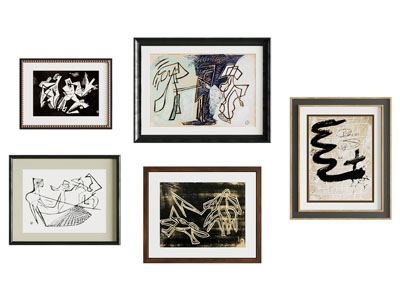 北欧中古挂画 抽象挂画 复古挂画 挂画组合