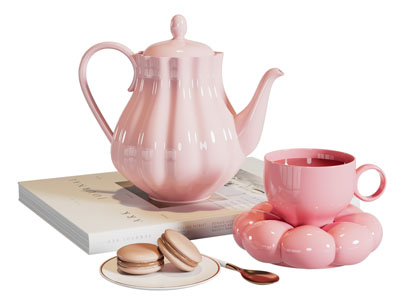 现代粉色茶具 咖啡杯