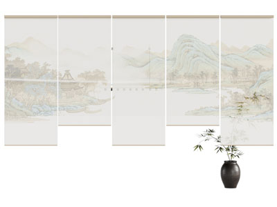 新中式山水纱帘