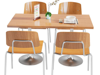 现代长方形餐桌椅组合