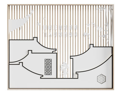 中式建筑剪影造型墙