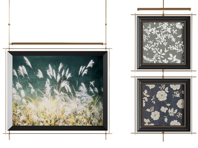 中古风装饰画 植物画 壁画灯
