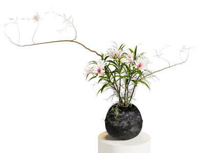 侘寂风花瓶花卉