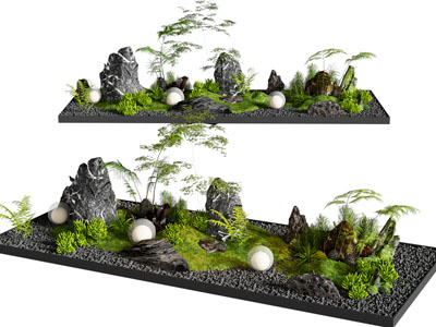 植物堆 庭院小品 室内植物造景 石头 苔藓蕨类植物