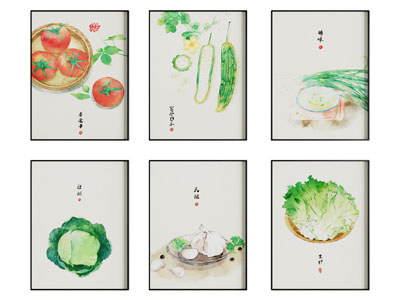 新中式水彩画 装饰挂画