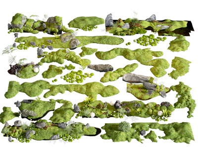 现代景观小品 微地形 庭院小品 景观造景 苔藓 植物堆
