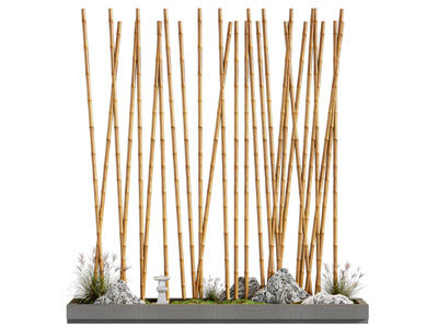 现代新中式隔断 中式竹子景观 竹子小品 竹子室内造景