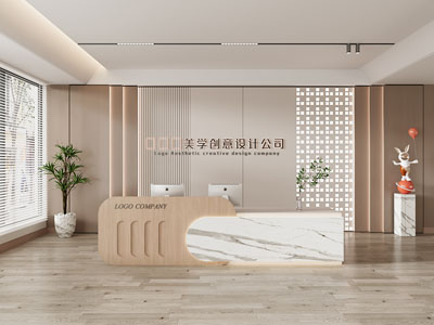 公司前台接待台 接待区接待台 服务台吧台 前台背景墙