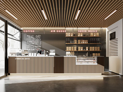现代咖啡厅工业风咖啡厅吧台奶茶店咖啡店