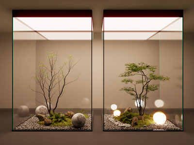 现代室内景观 植物造景 景观小品