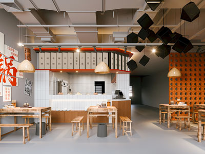 现代复古餐饮空间 砂锅店