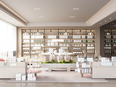 化妆品店 化妆品展柜 商展柜台 香薰 化妆品展