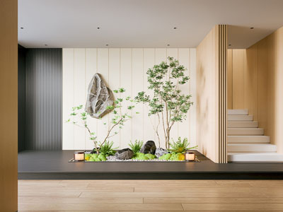 现代室内景观造景 苔藓景观 景观小品 植物景观 景观石