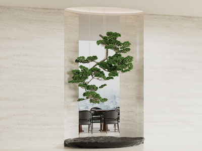 现代新中式商业景观 室内景观 植物艺术装置 悬吊树