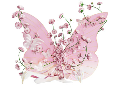 现代法式春节美陈 现代美陈 橱窗陈列 蝴蝶花朵 互动留
