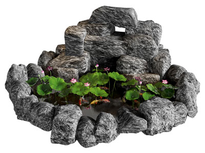 现代新中式鱼池