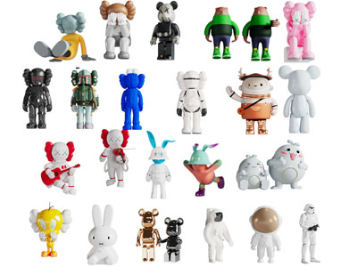 现代 KAWS、Bearbrick 积木熊、星球大战潮玩手办玩偶