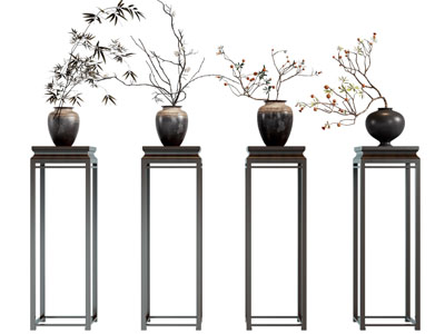 中古花架 中古风花架 花瓶 花卉花艺 干枝盆景