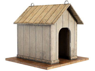现代建筑外观 木头狗屋 狗窝