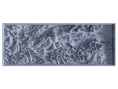 新中式山脉雪松浮雕 装饰挂画