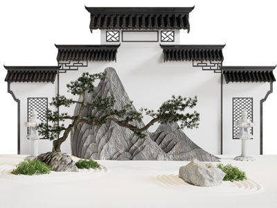 新中式徽派枯山水庭院景观园艺小品
