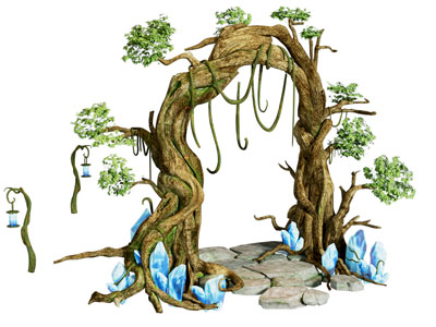 现代卡通古树门洞 古树水晶拱门