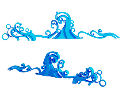 现代浪花雕塑 蓝色海浪雕塑 浪花组合