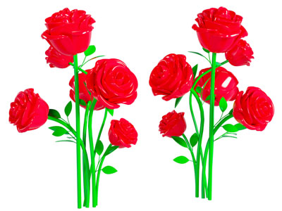 现代卡通玫瑰花美陈 雕塑小品