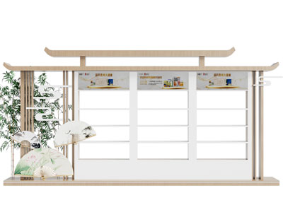 新中式国风健康产品展示展柜