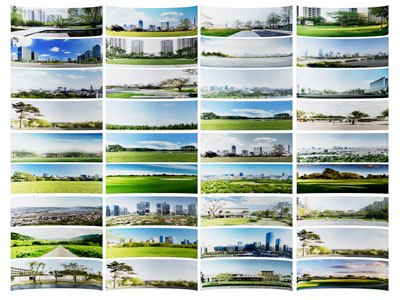 现代背景林 远景树林 球天背景林 环形树林 外景建筑