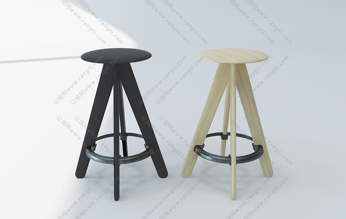 现代圆形实木吧凳、吧椅