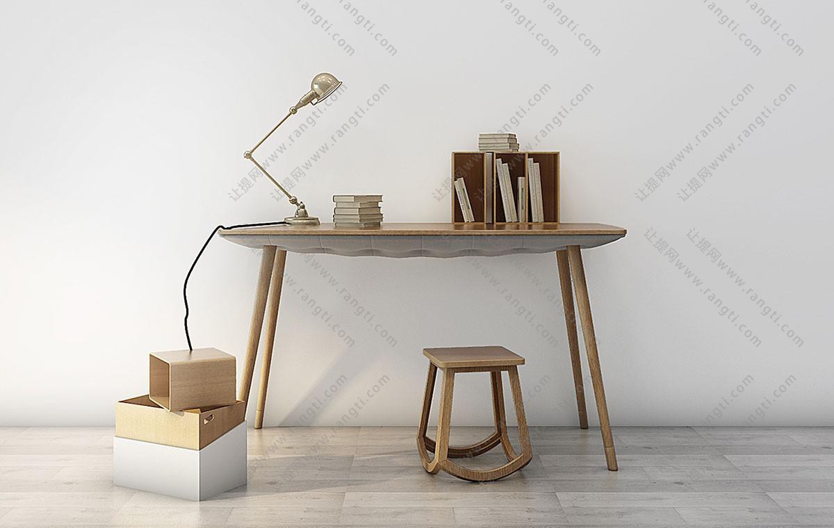 北欧实木书桌椅、写字台组合