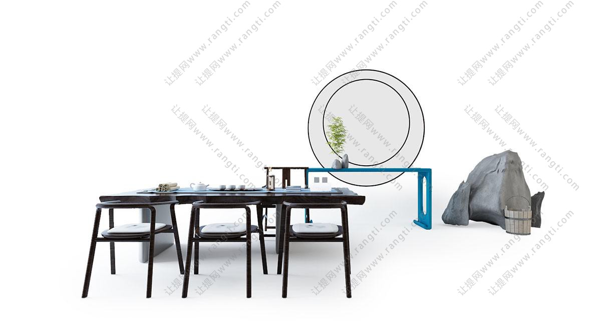 新中式书桌椅、茶台