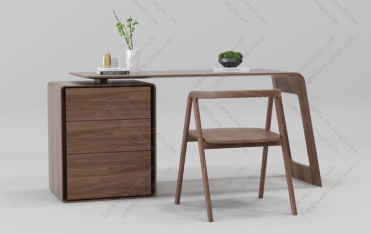 新中式实木书桌椅、椅子组合