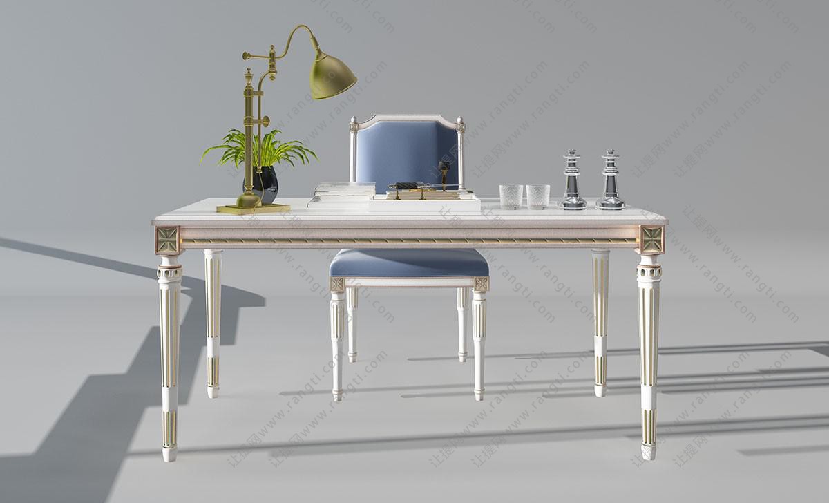 法式长方形书桌椅